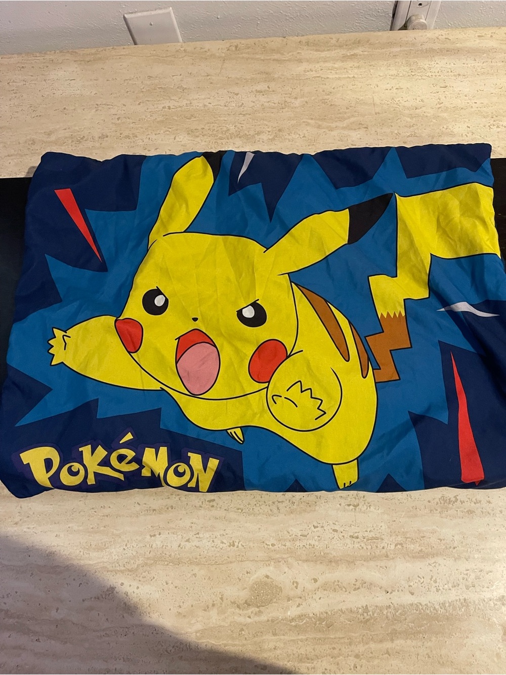 Pokemon Yellow Pikachu Graphic Pillowcase with Blue Background